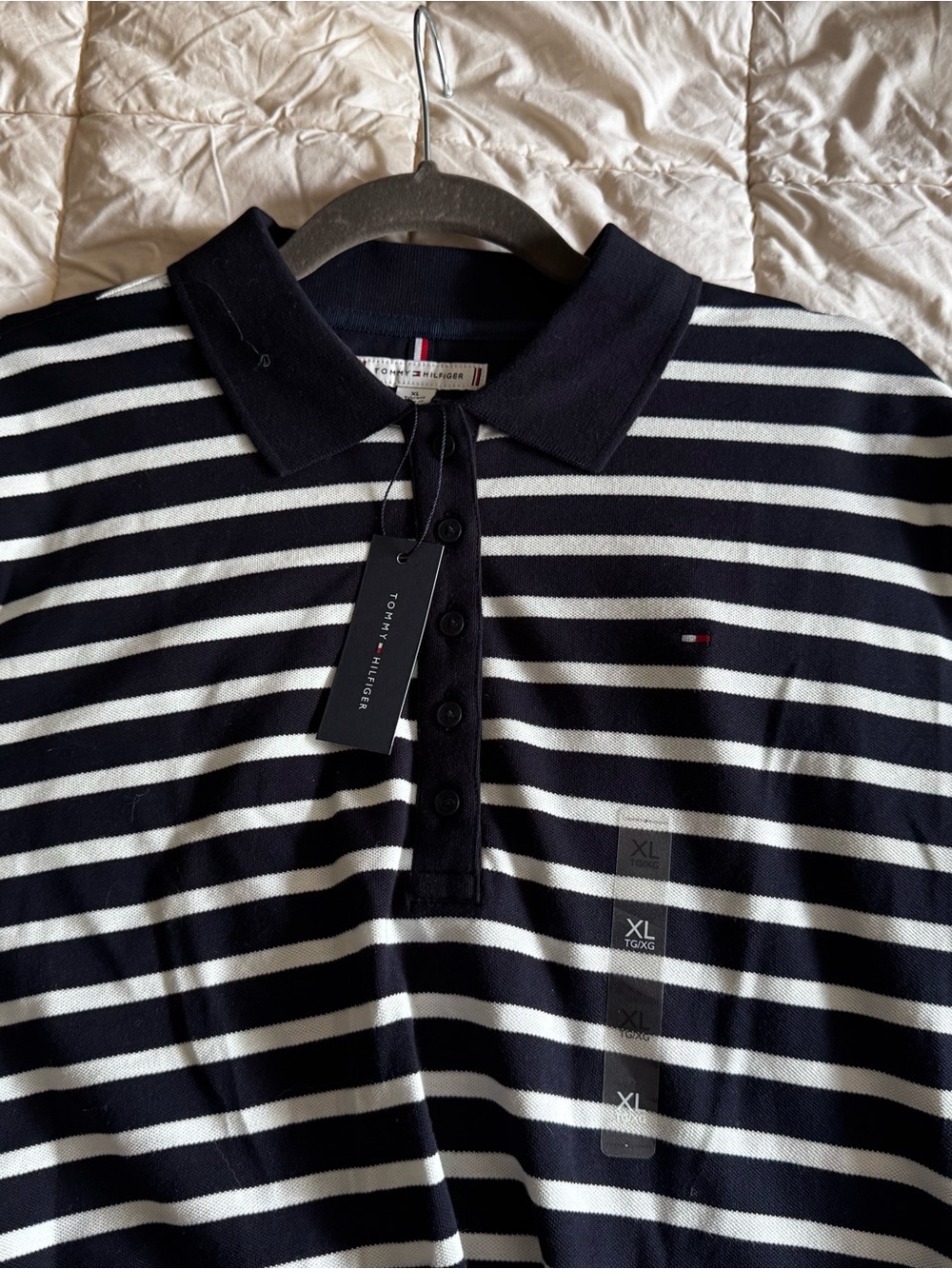 Tommy Hilfiger Women’s Navy & White Striped Golf ⛳️ Polo Shirt